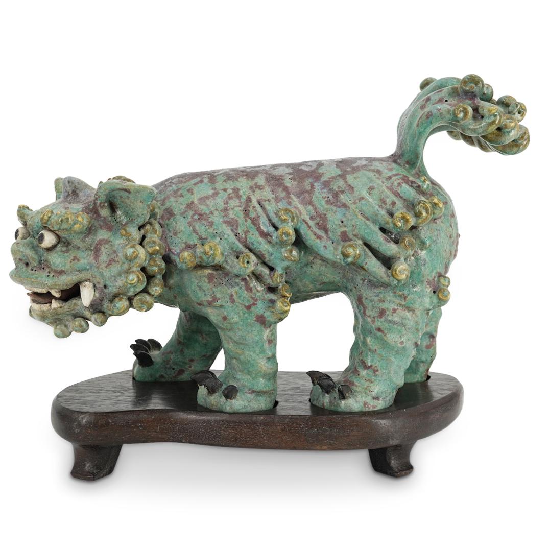 Antique Chinese Turquoise Glaze Ceramic Foo Dog (1 of 8)