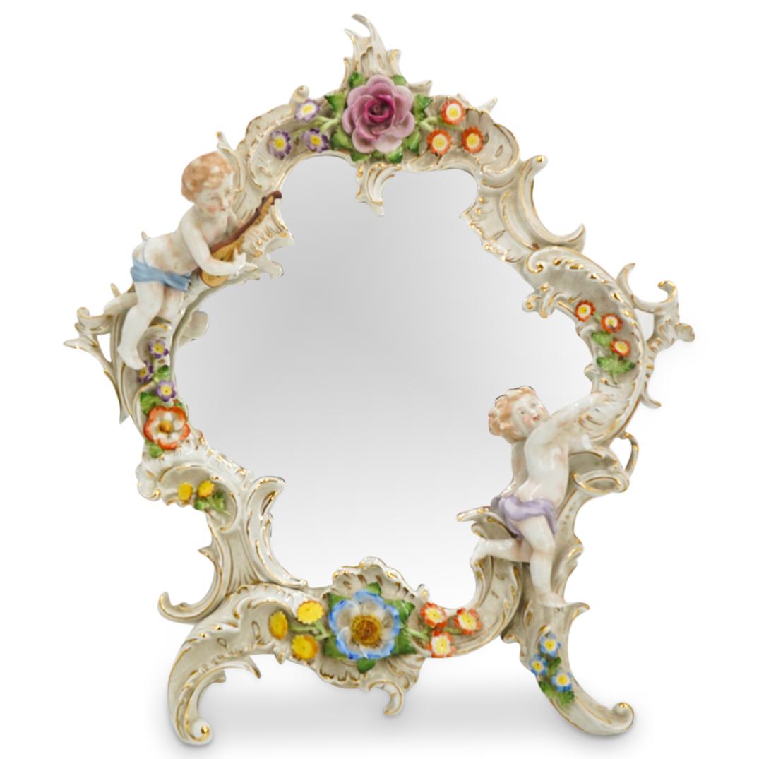19th Century French Porcelain Framed Wall Mirror (1 of 5)