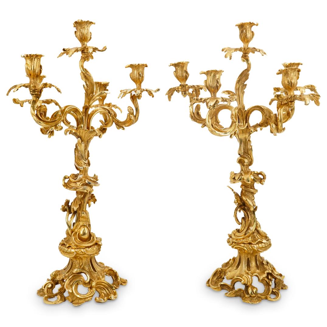 Antique Pair of French Dore Candelabras (1 of 9)
