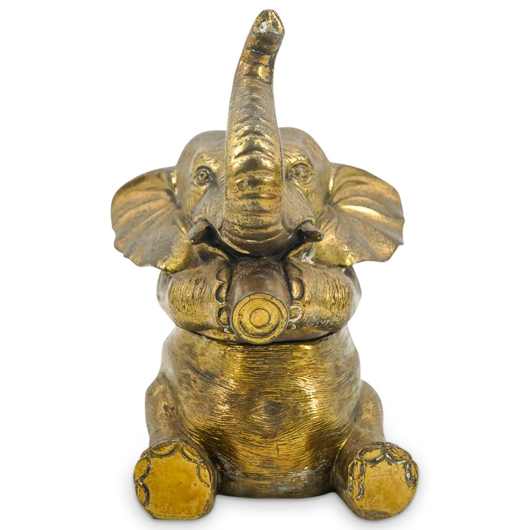 Vintage Gilt Brass Elephant Cigarette Box Holder (1 of 4)