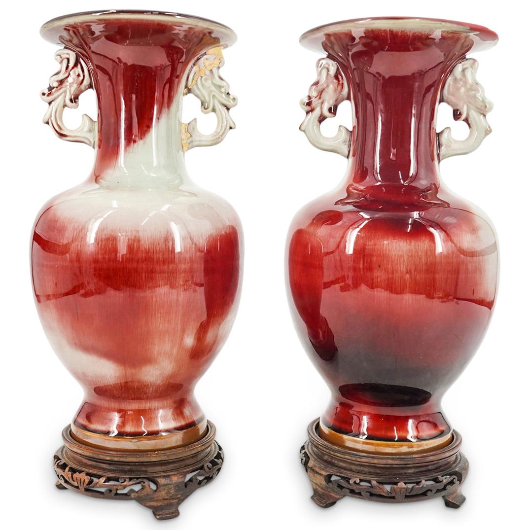 Pair of Antique Chinese Flambe Ceramic Vases (1 of 11)