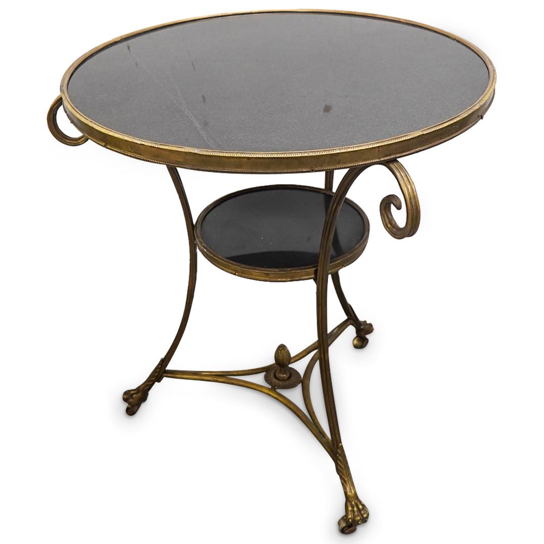 Vintage French Bronze And Black Granite Gueridon Wheeled Table (1 of 7)
