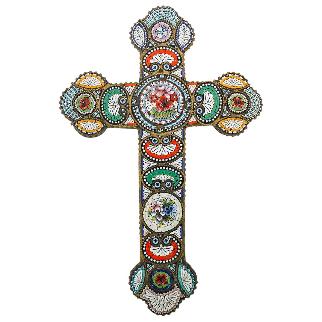 Antique Micro Mosaic Brass Cross (1 of 3)