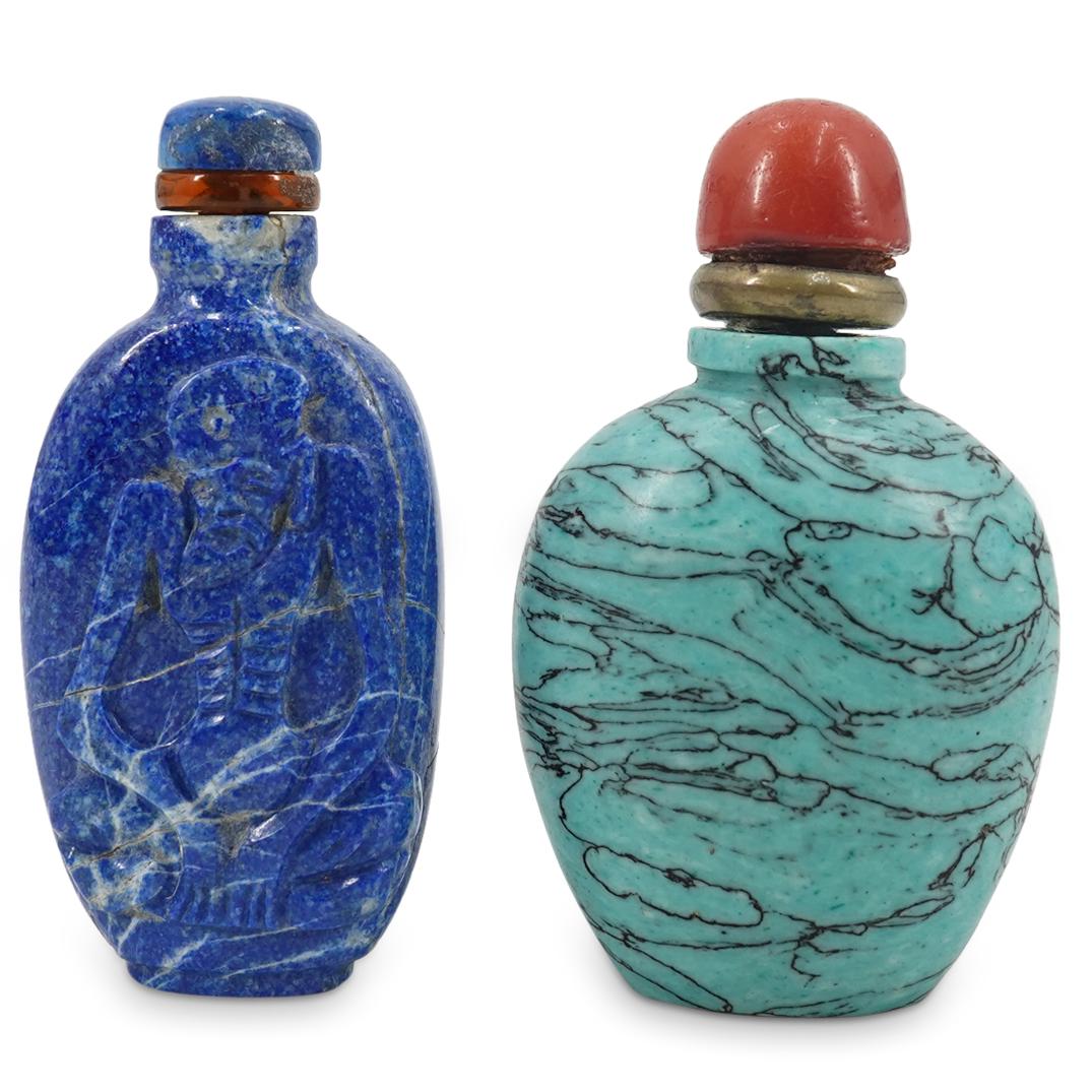 (2 Pc) Antique Semi Precious Stone Snuff Bottles (1 of 6)