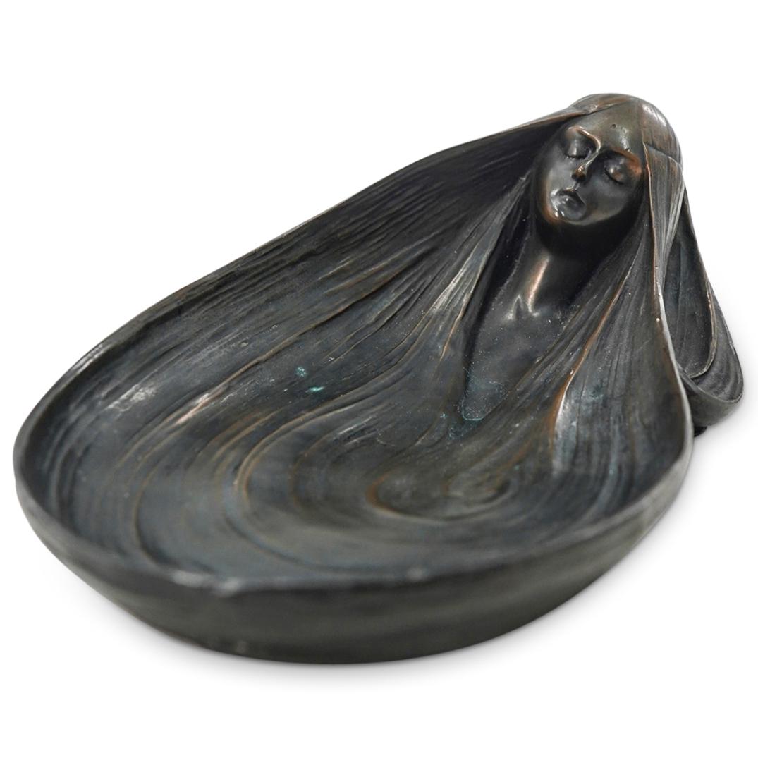 After Gustav Gurschner (Austrian, 1873) Art Nouveau Bronze "Ophelia" Dish (1 of 3)