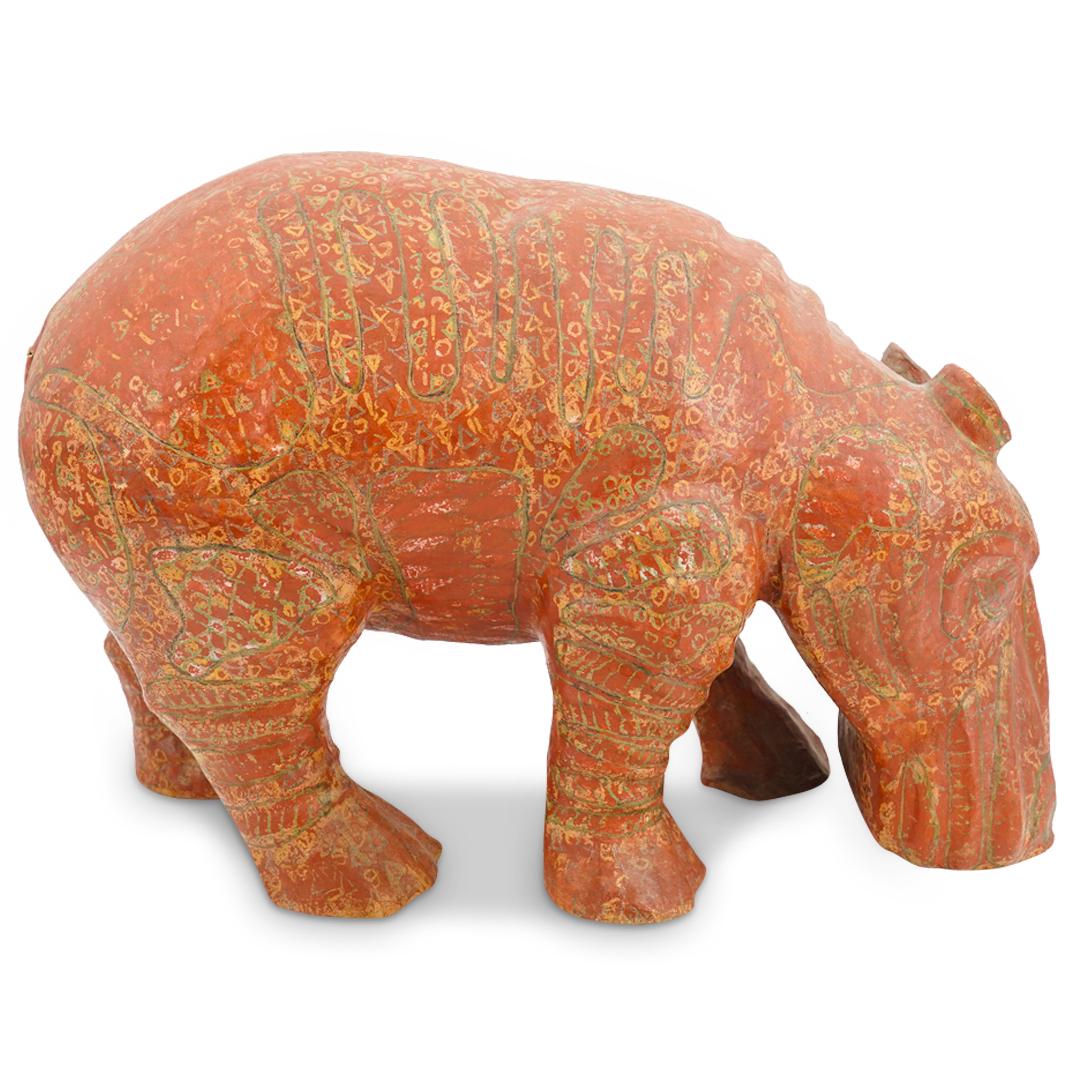 Signed BA And MC Folk Art Papier Mache Hippopotamus (1 of 7)