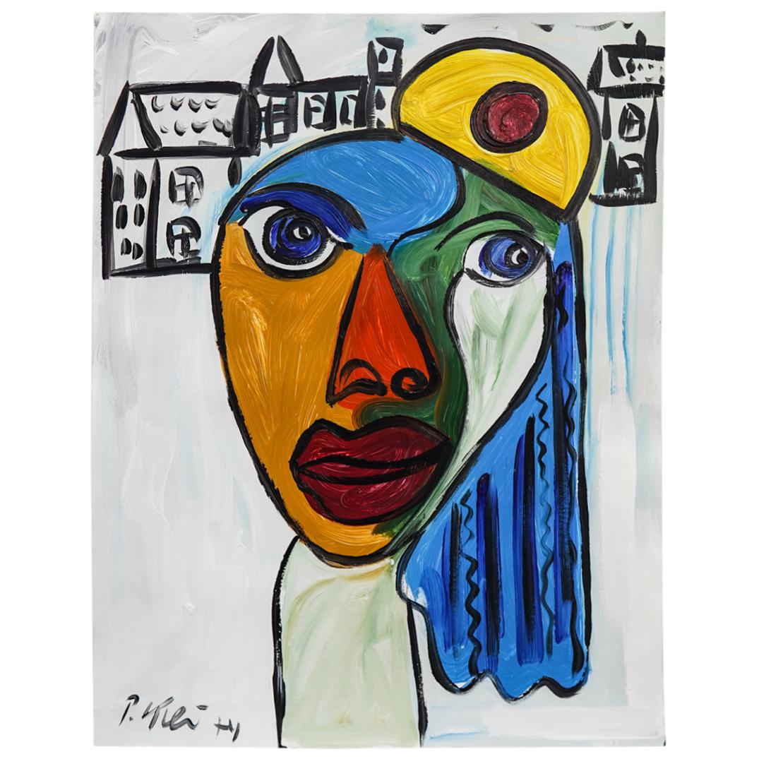 Peter Keil (b.1942) "Gritty in the City" Portrait Oil on Paper Painting (1 of 7)