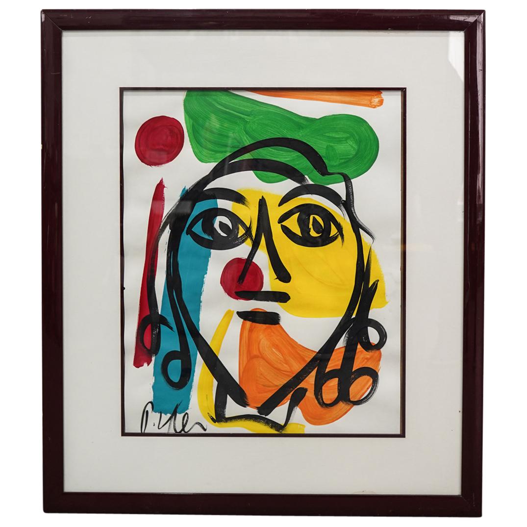 Peter Keil (b.1942) Portrait Oil on Paper Painting (1 of 2)