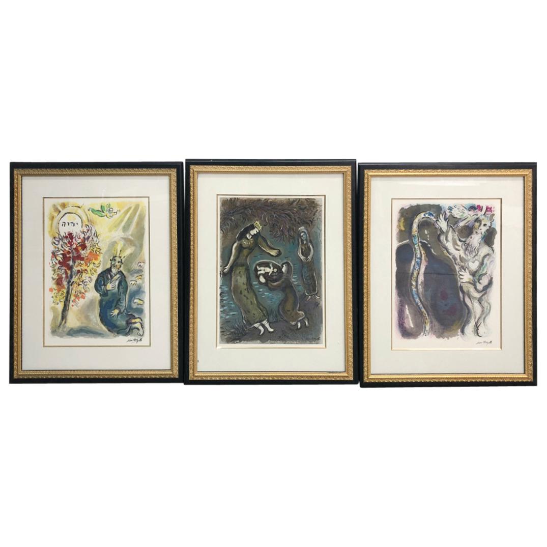 (3 Pc) Marc Chagall (1887-1985) Exodus Suite Lithographs (1 of 4)