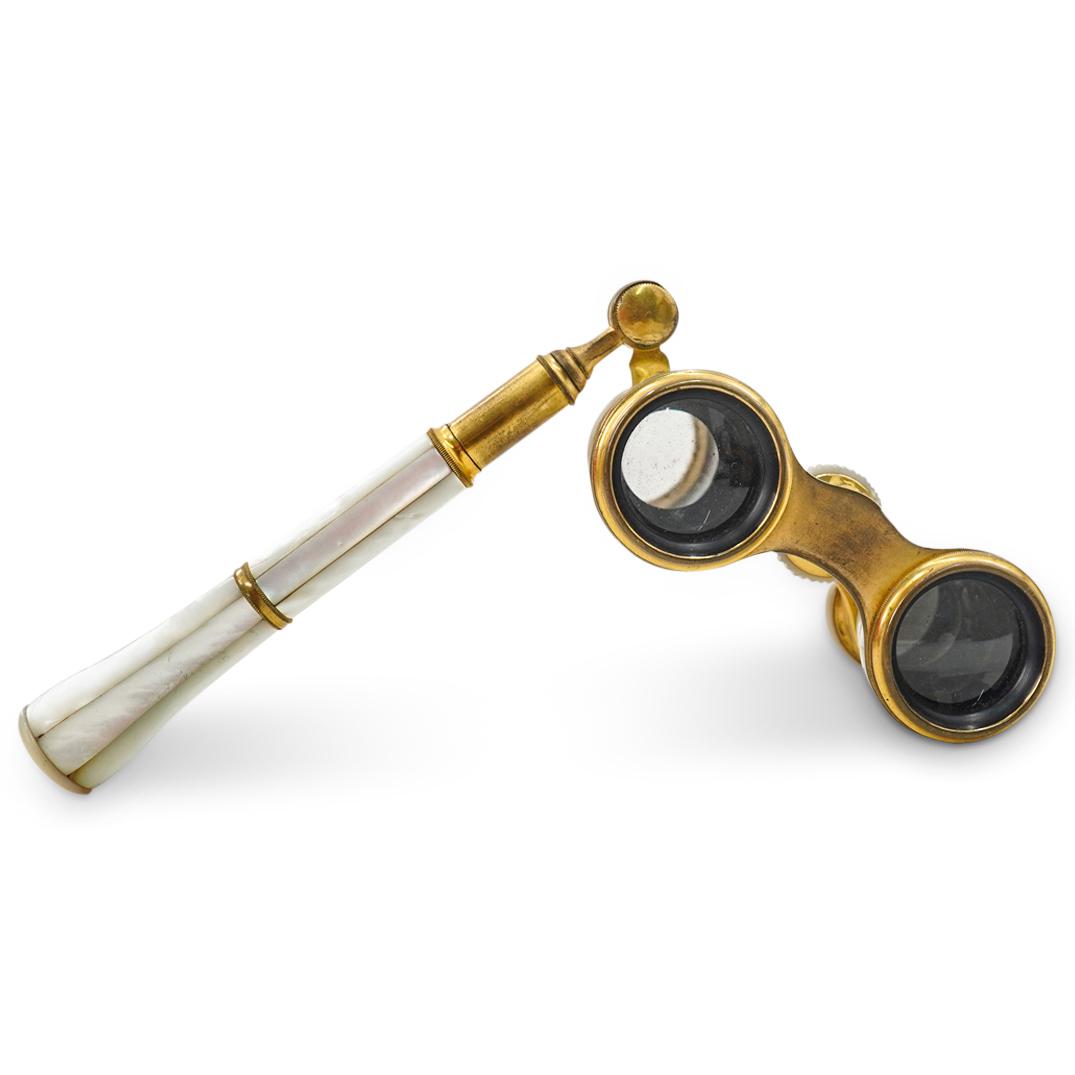 L. Noir & Co. Antique French Brass / Mother-Of-Pearl Opera Glasses (1 of 2)