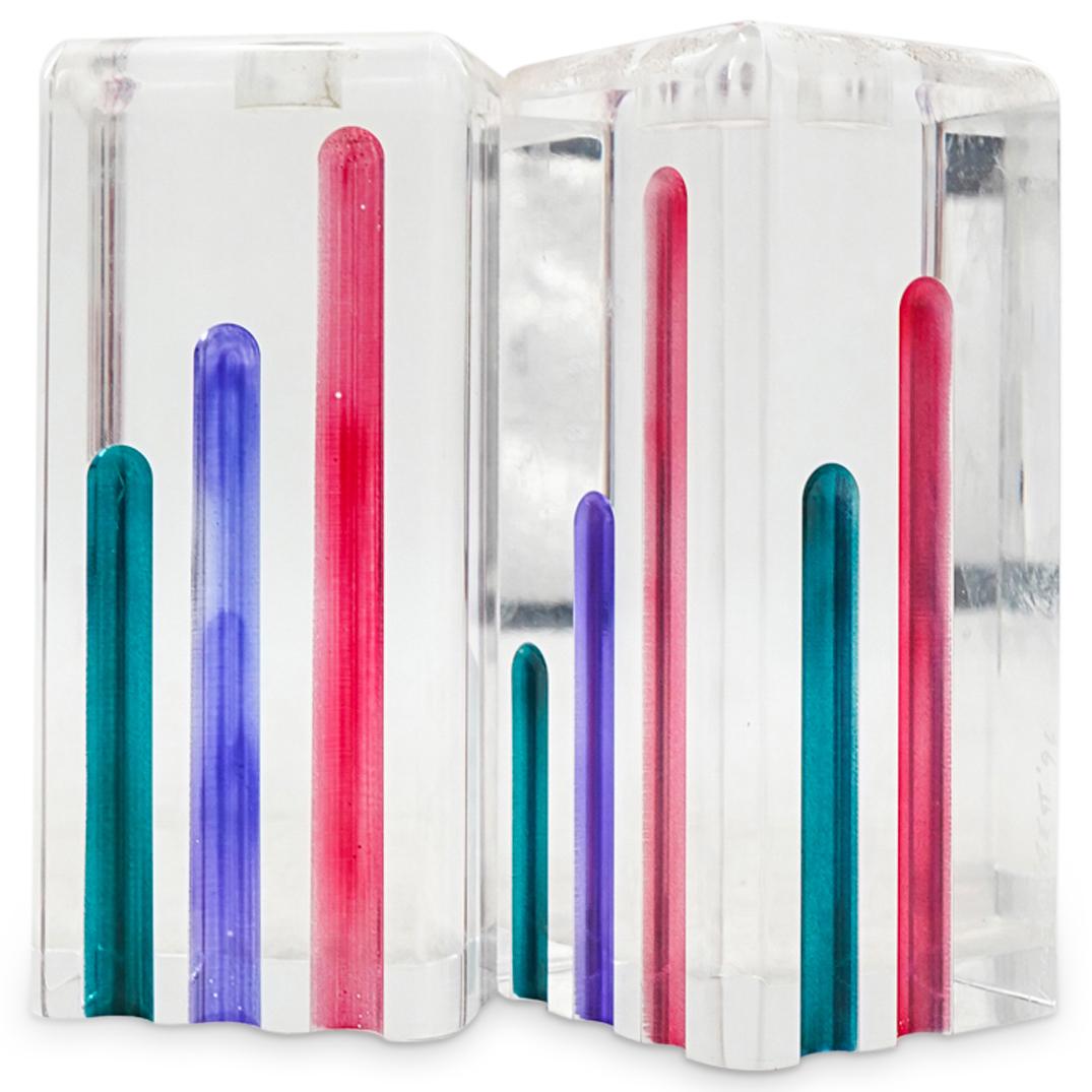 R. Garret Signed Acrylic Lucite Sculpture Candle Holder (1 of 2)