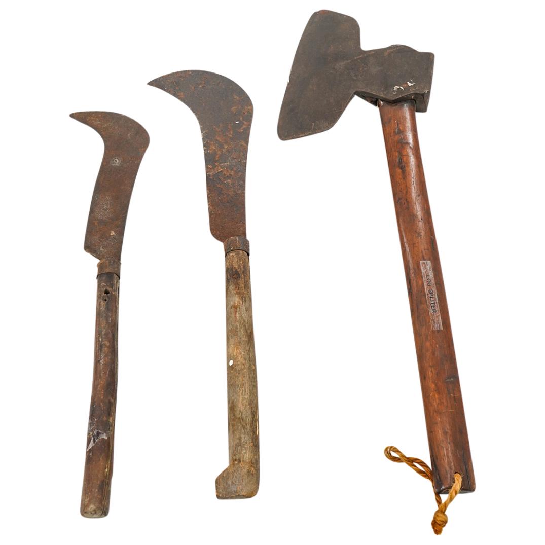 (3 Pc) Antique Primitive Farming And Forestry Tools (1 of 8)