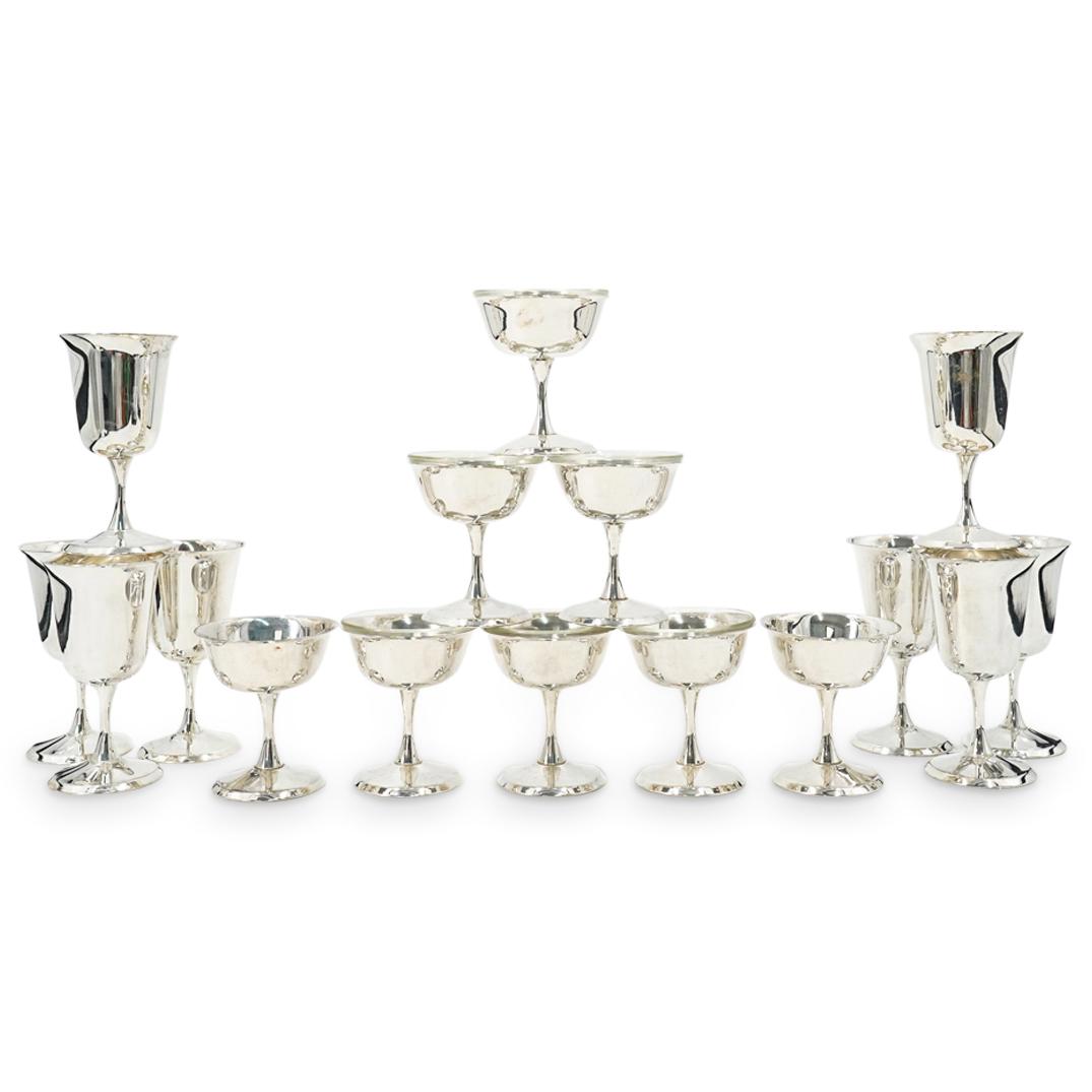 (20 Pc) Commonwealth Silver Plated Cup And Glass Bowl Set In Box (1 of 10)