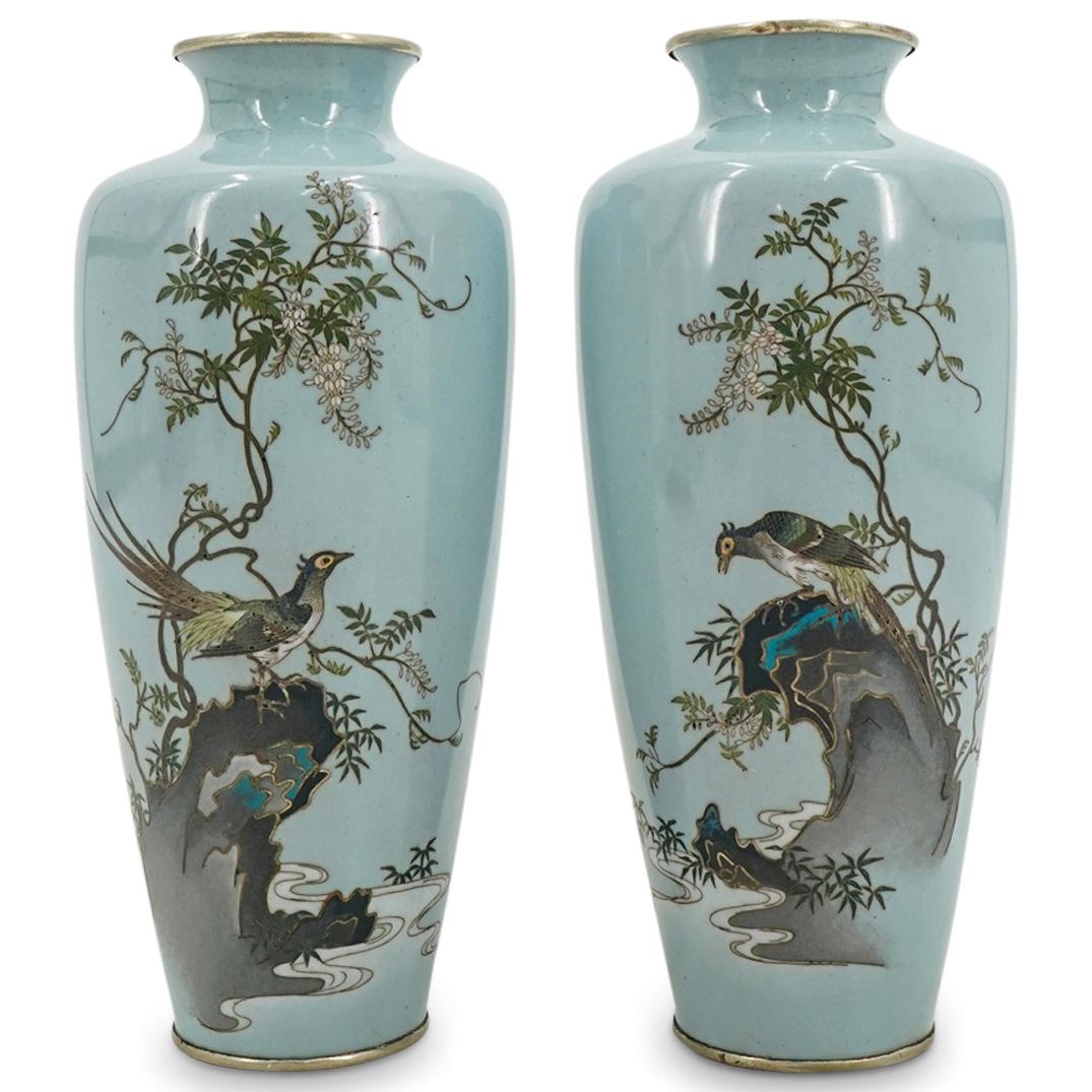 Pair Of Chinese Claire De Lune Cloisonne Vases (1 of 3)