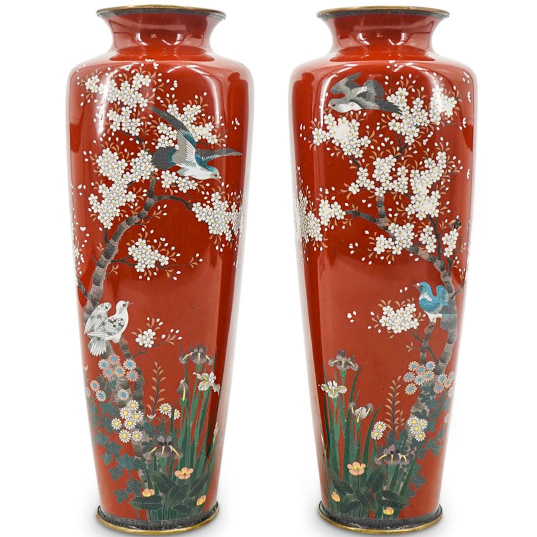 Pair of Antique Japanese Cloisonne Vases (1 of 8)