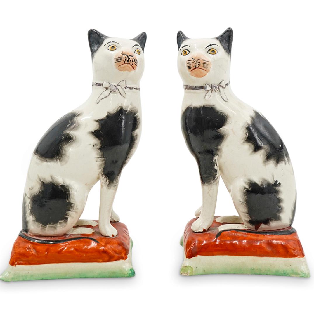 Antique Staffordshire Porcelain Cats (1 of 5)