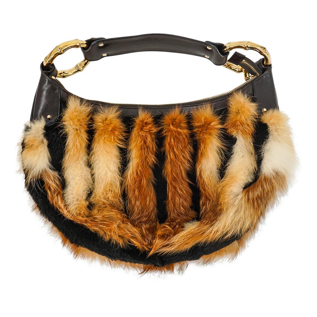 Vintage Gucci Brown Leather & Fur Hobo Bag (1 of 4)