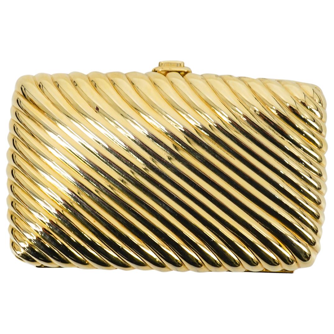 Judith Leiber Gold Tone Metal Clutch Handbag (1 of 5)