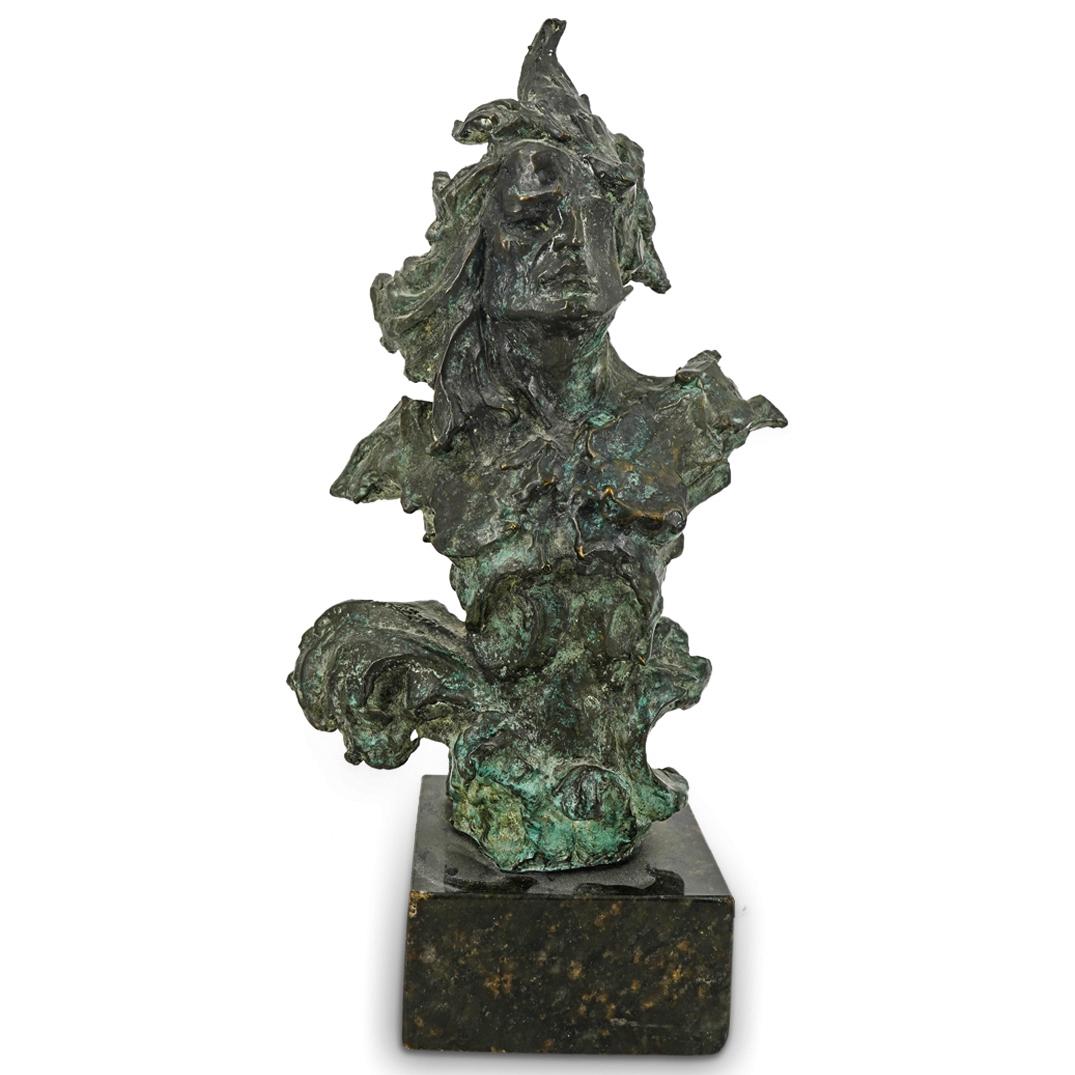 Brutalist Bronze Bust Sculpture (1 of 4)