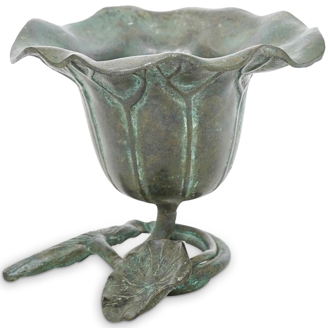 Vintage John Bradstreet Style Bronze Lotus Vessel (1 of 2)