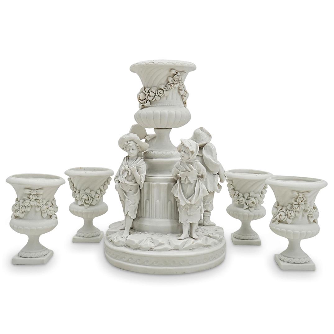 (5Pc) Robert Eickholt & Co Volkstedt Bisque Porcelain Garniture Set (1 of 10)