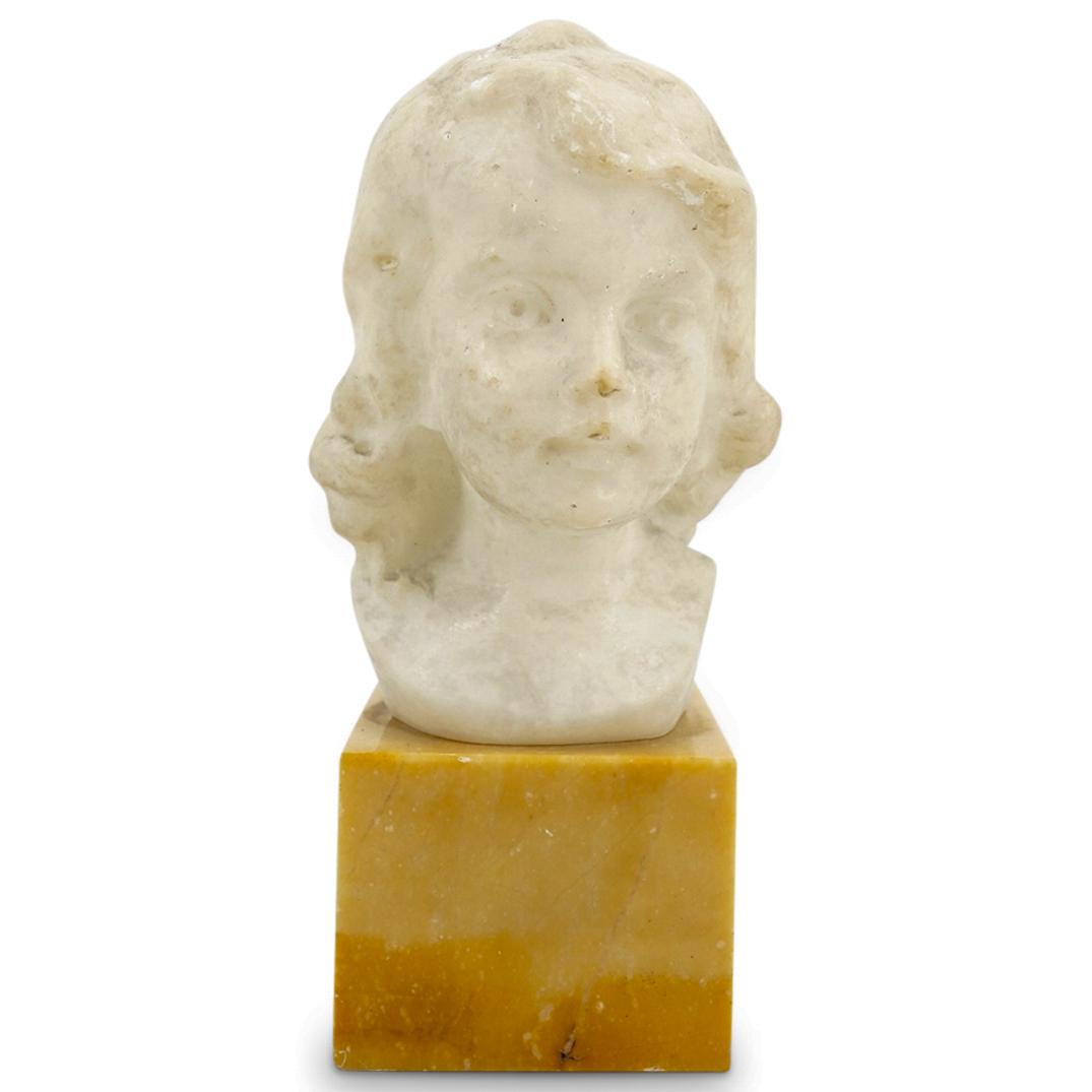 Daniel Greiner (German, 1872-1943) Girls Bust Alabaster Sculpture (1 of 5)