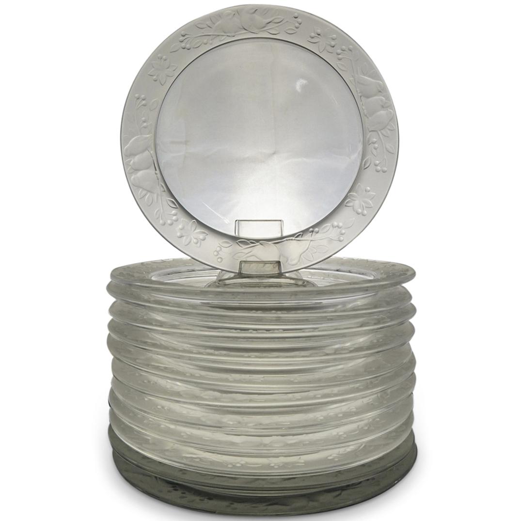 (12 Pc) Lalique Style Glass Plate Set (1 of 4)