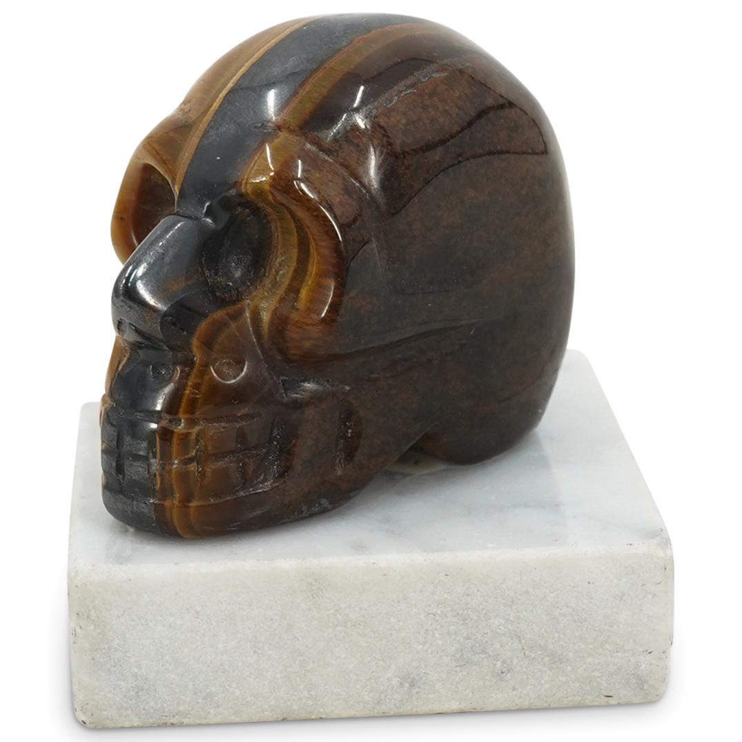 Tiger Eye Carved Memento Mori Skull (1 of 3)