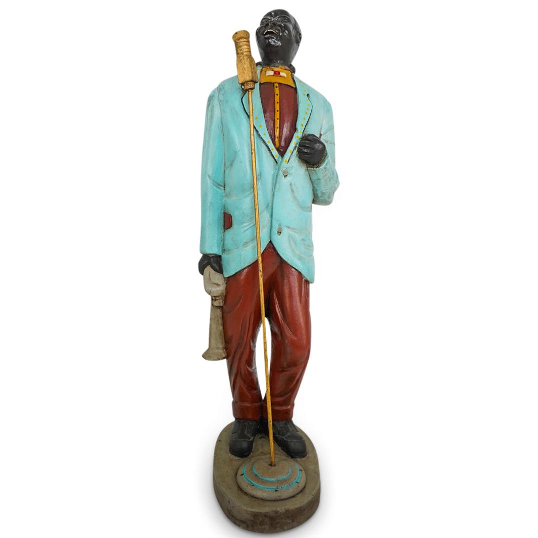 Folk Art Carved Wood Louis 'Satchmo' Armstrong Statue (1 of 5)