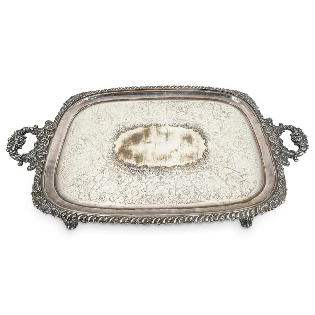 Large Silver Plate Handled Serving Tray (1 of 7)
