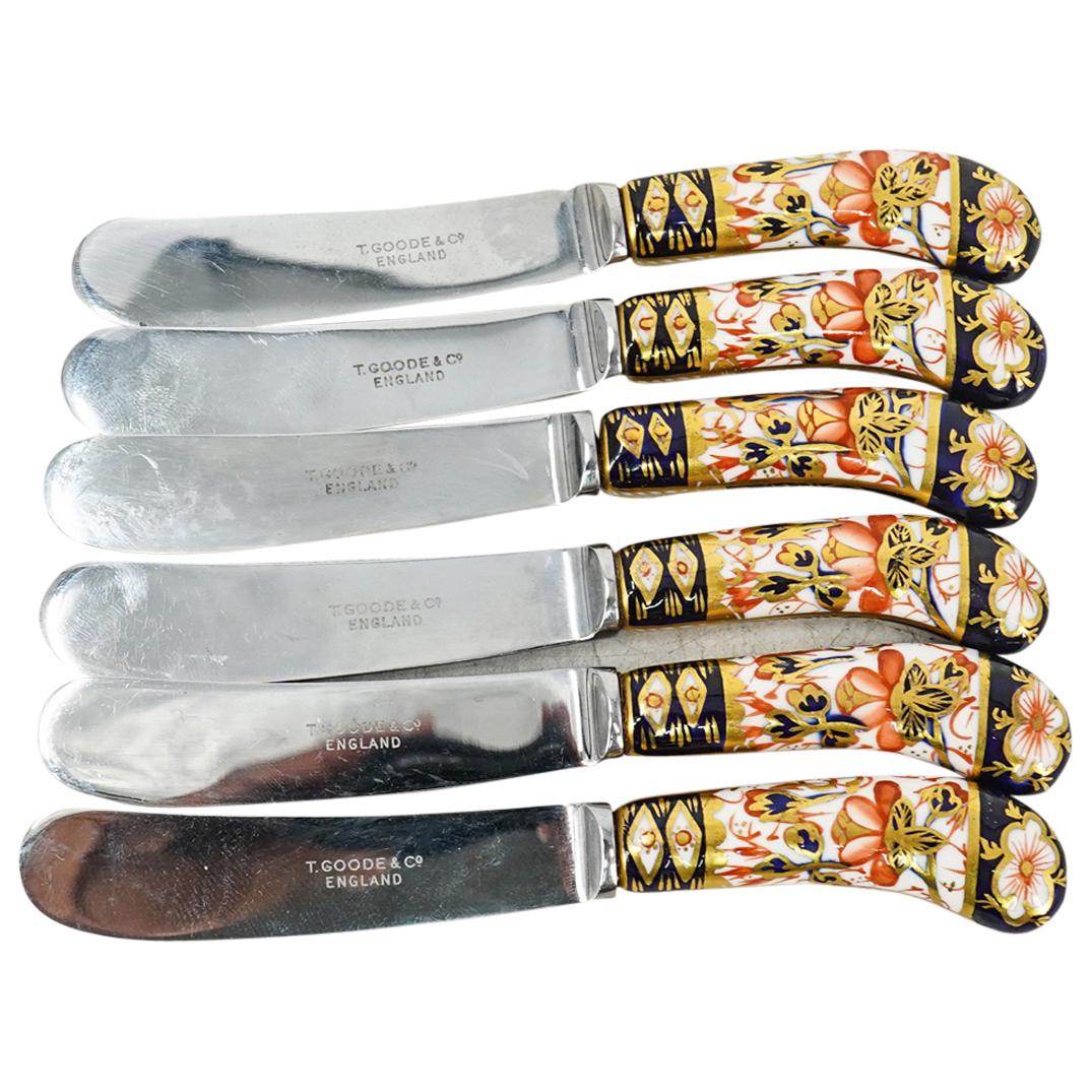(6 Pc) T. Goode & Co. English Porcelain Imari Butter Knives (1 of 4)