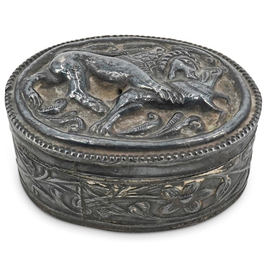 Antique Persian Lion & Deer Silver Trinket Box (1 of 4)