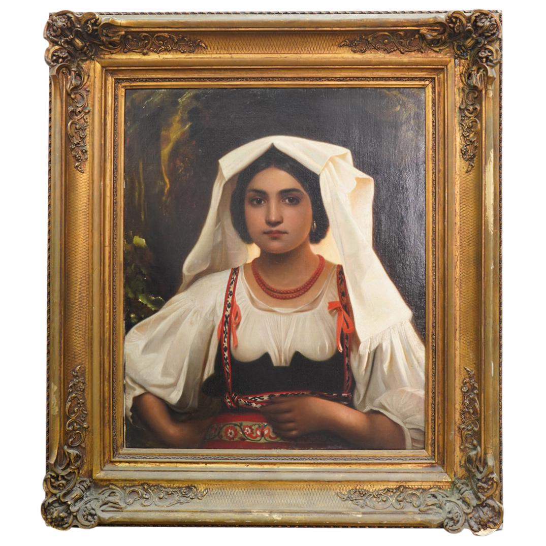 19th Century Italian School Portrait Of A Girl Oil On Canvas (1 of 6)