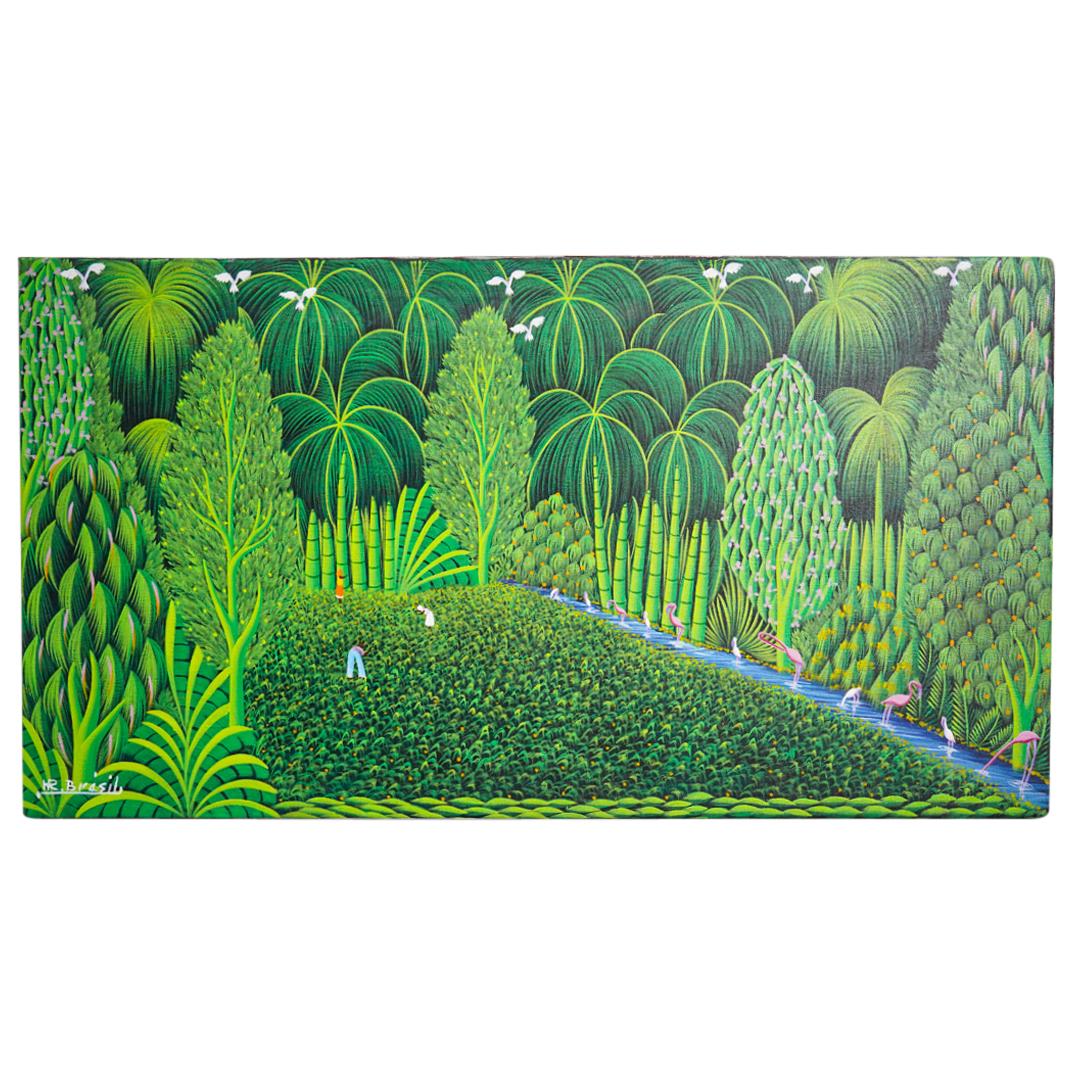 Henri Robert Bresil (Haitian, 1952-1999) Landscape Oil Painting on Canvas (1 of 5)