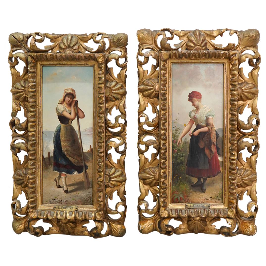 Pair of L. Ferstel Oil on Panel Painting (1 of 7)
