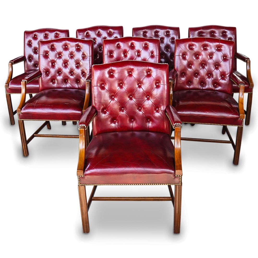 (8Pc) Taylor Chair Co. Tufted Leather Armchairs (1 of 10)