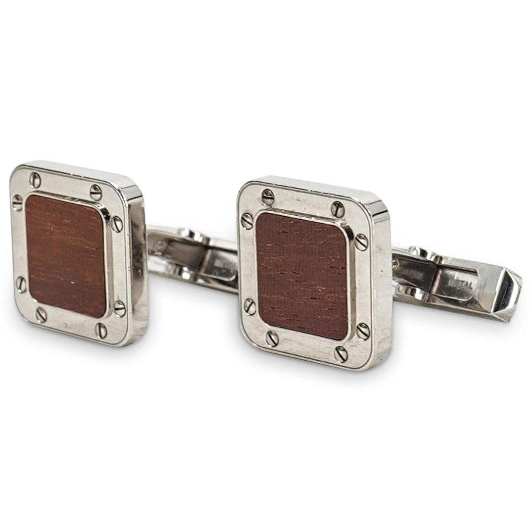 Pair Of Santos De Cartier Sterling Silver, Kotibe Wood Cufflinks (1 of 8)