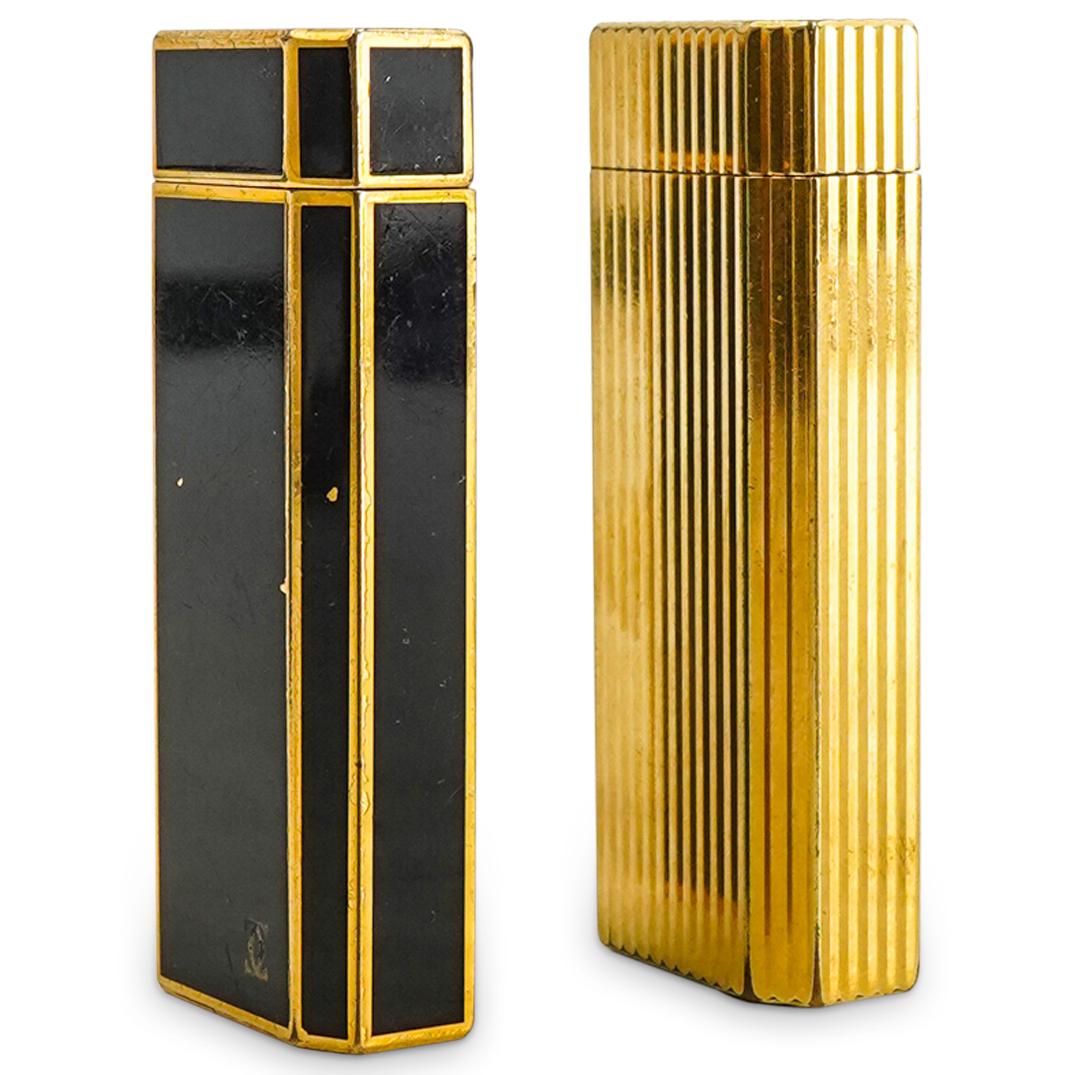 (2 Pc) Vintage Cartier Gold Plated and Enamel Lighters (1 of 6)