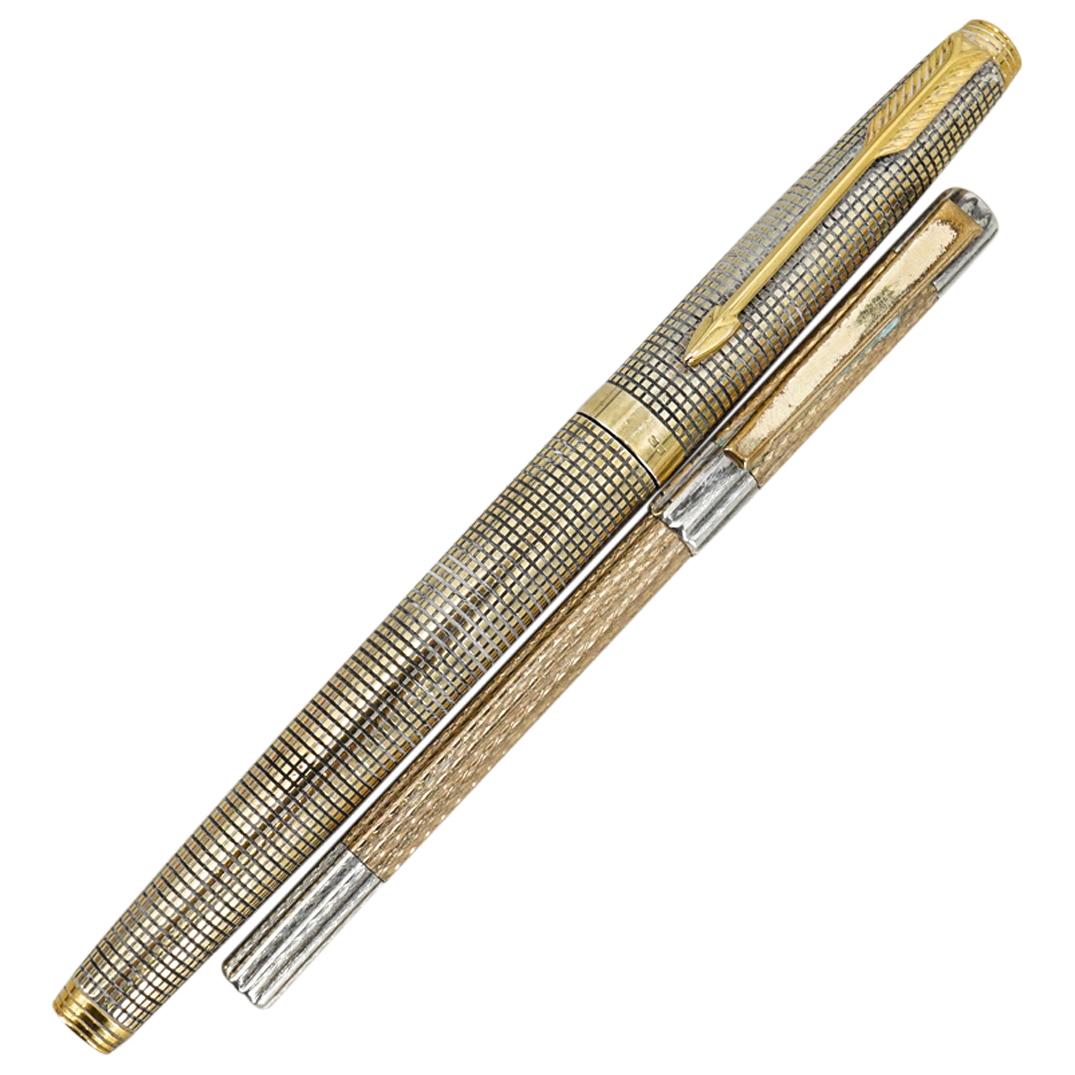 (2 Pc) Parker Vermeil Sterling Silver Pen and Holder (1 of 5)