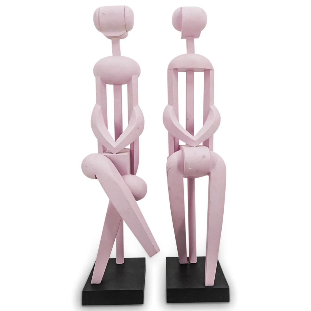 B. Levyt Raiken (20th C.) "Wallflower #1" & "Wallflower #2" Wood (1 of 6)