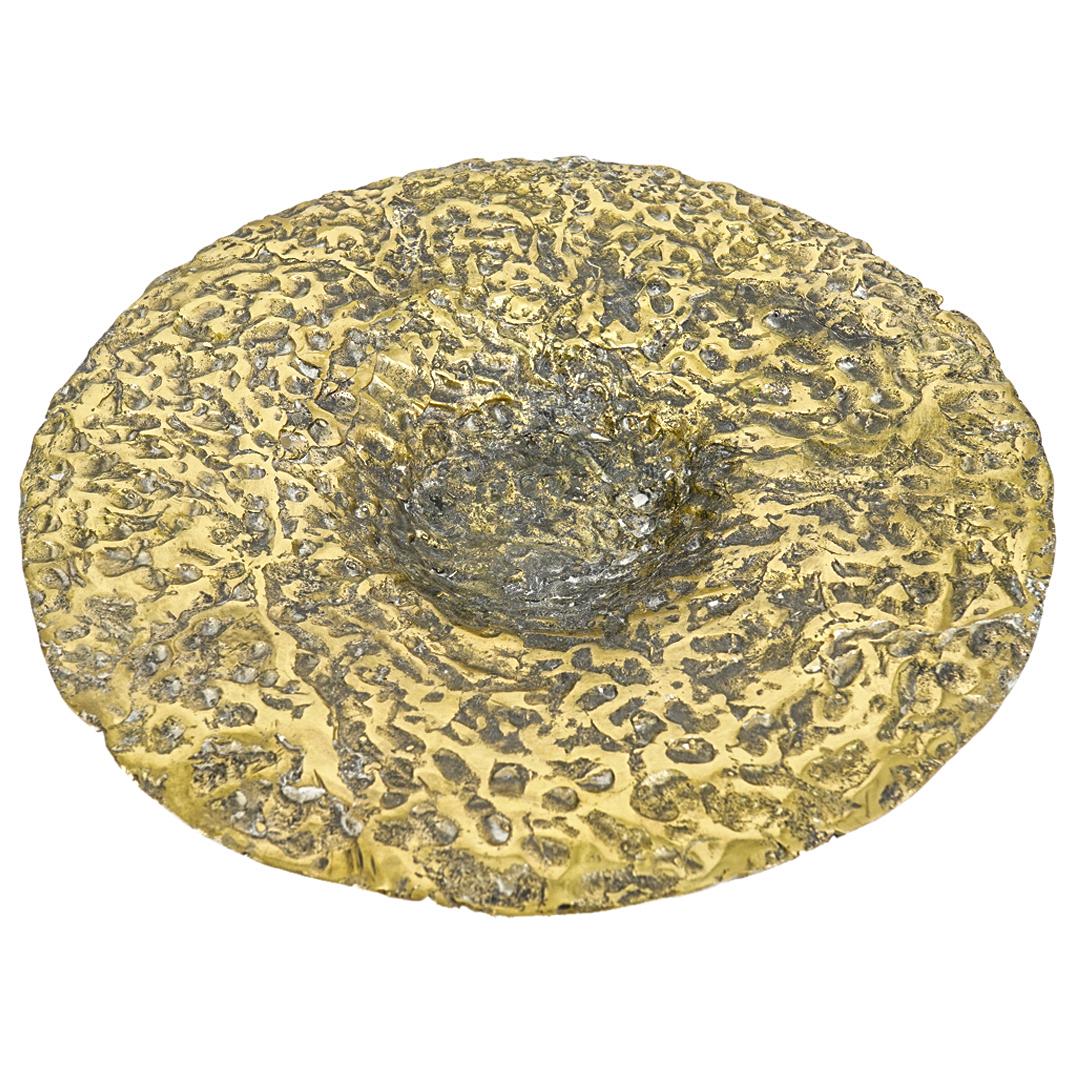 Large Designer Brutalist Gilt Bronze Centerpiece Bowl (1 of 7)