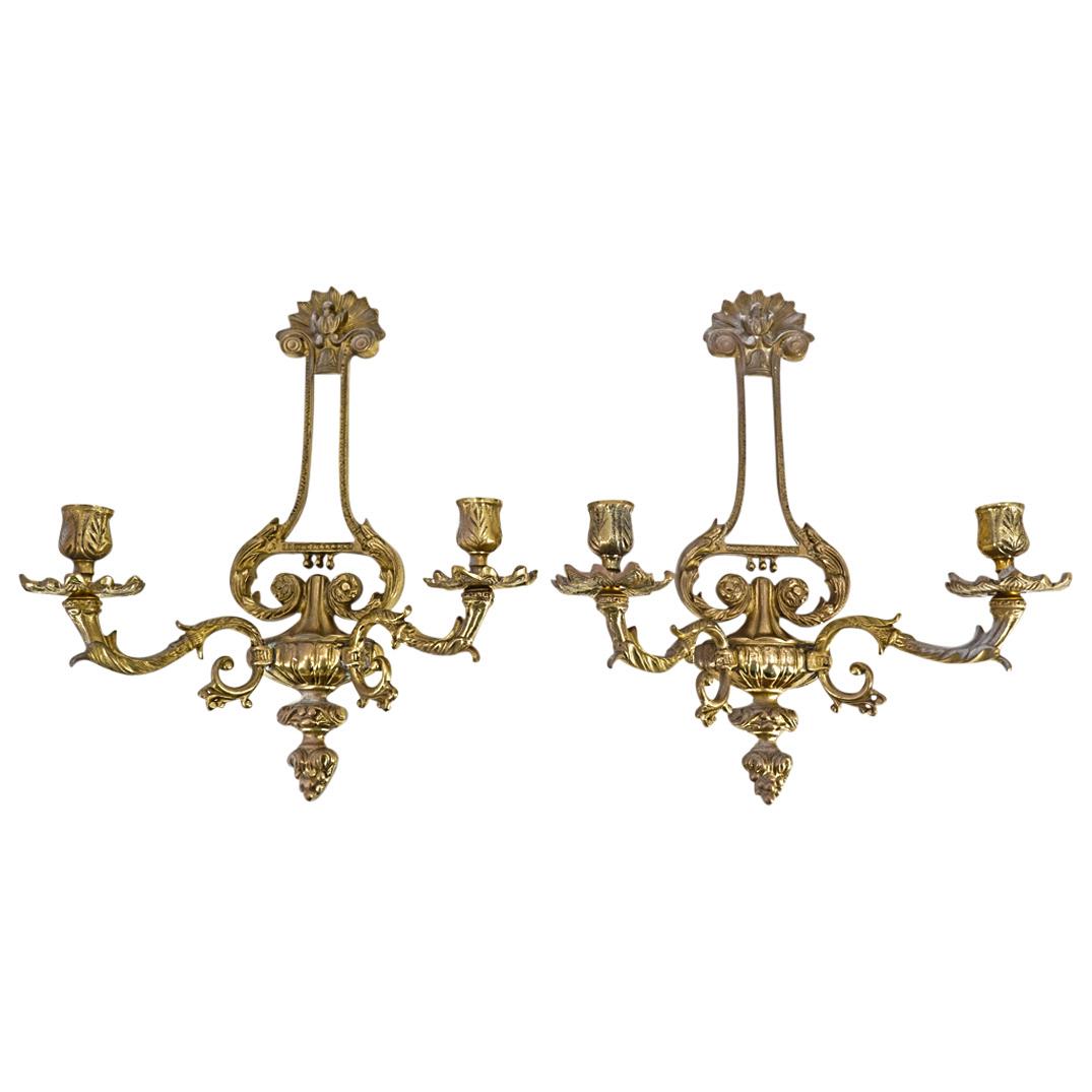 Pair Of French Gilt Bronze Sconces (1 of 5)