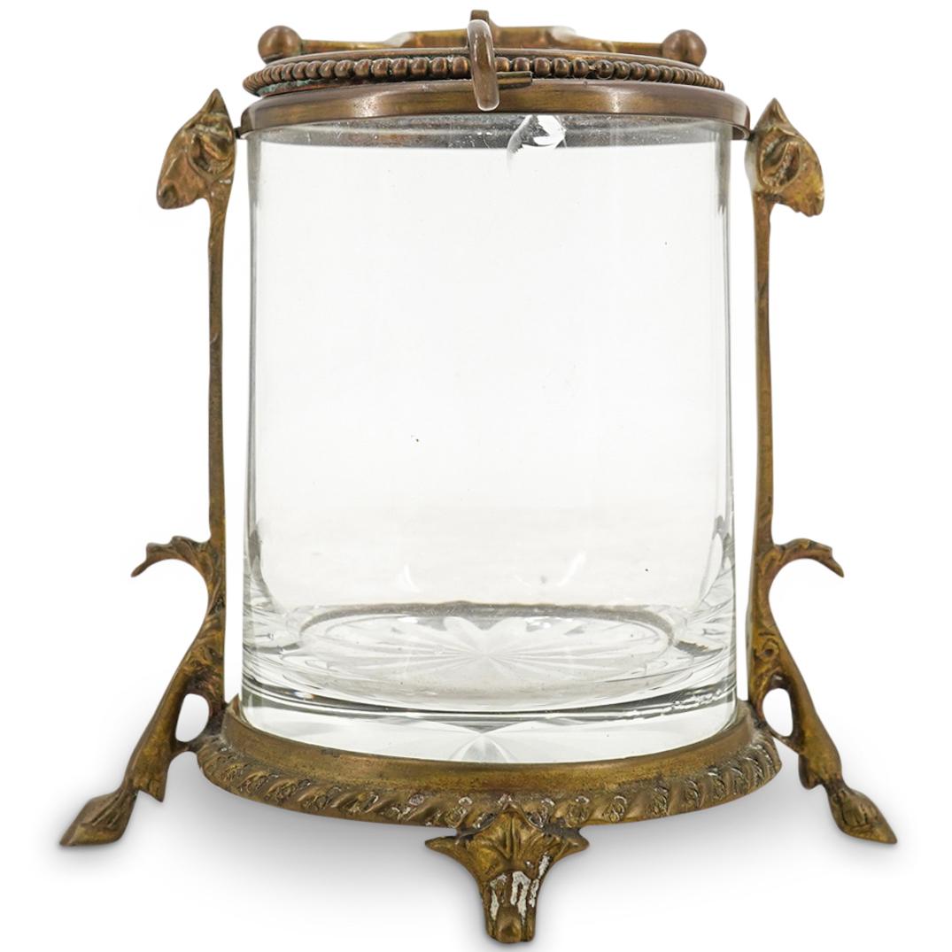 Antique French Cut Glass And Bronze Cylindrical Box (1 of 7)