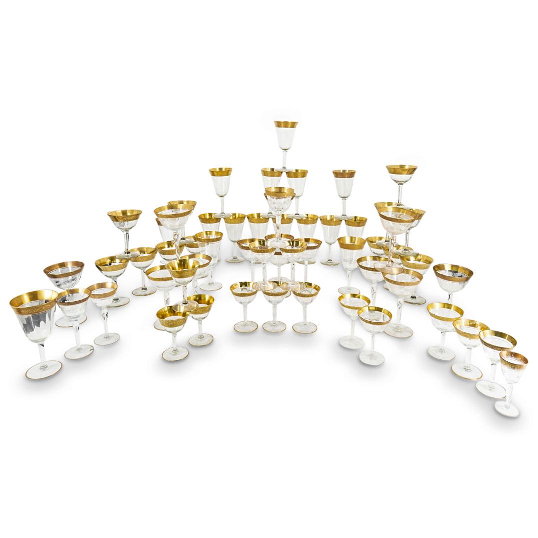 (30 Pc) Assorted Gilt Rimmed Moser Style Stemware (1 of 4)