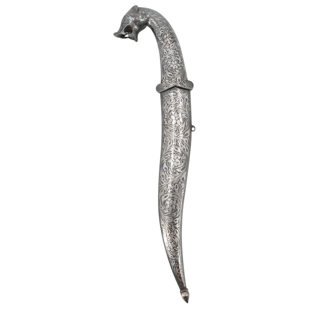Antique Indo Persian Damascene Silver Inlay Khanjar Dagger (1 of 6)