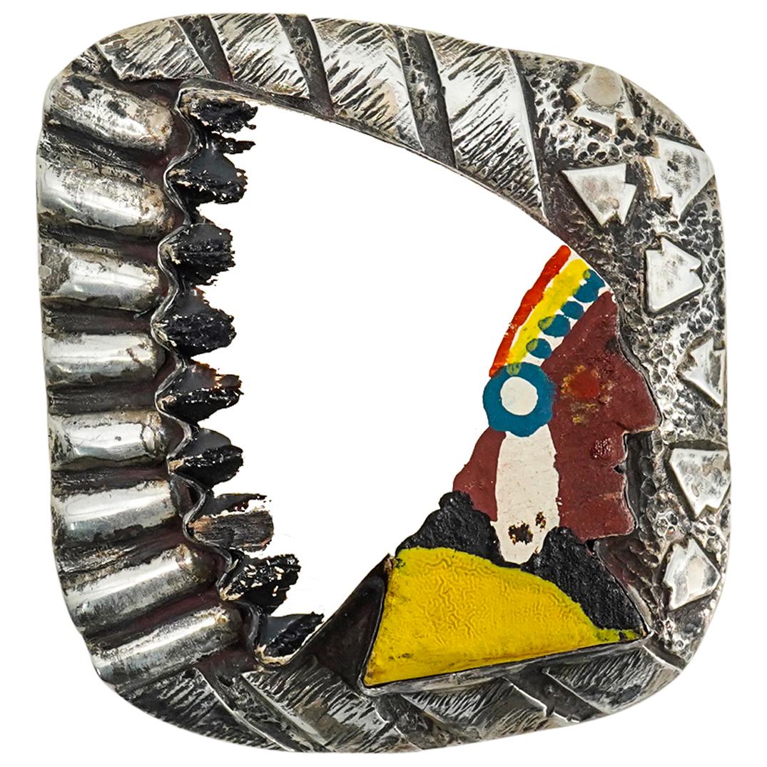 Navajo Daniel Martinez Sterling Silver Belt Buckle (1 of 2)