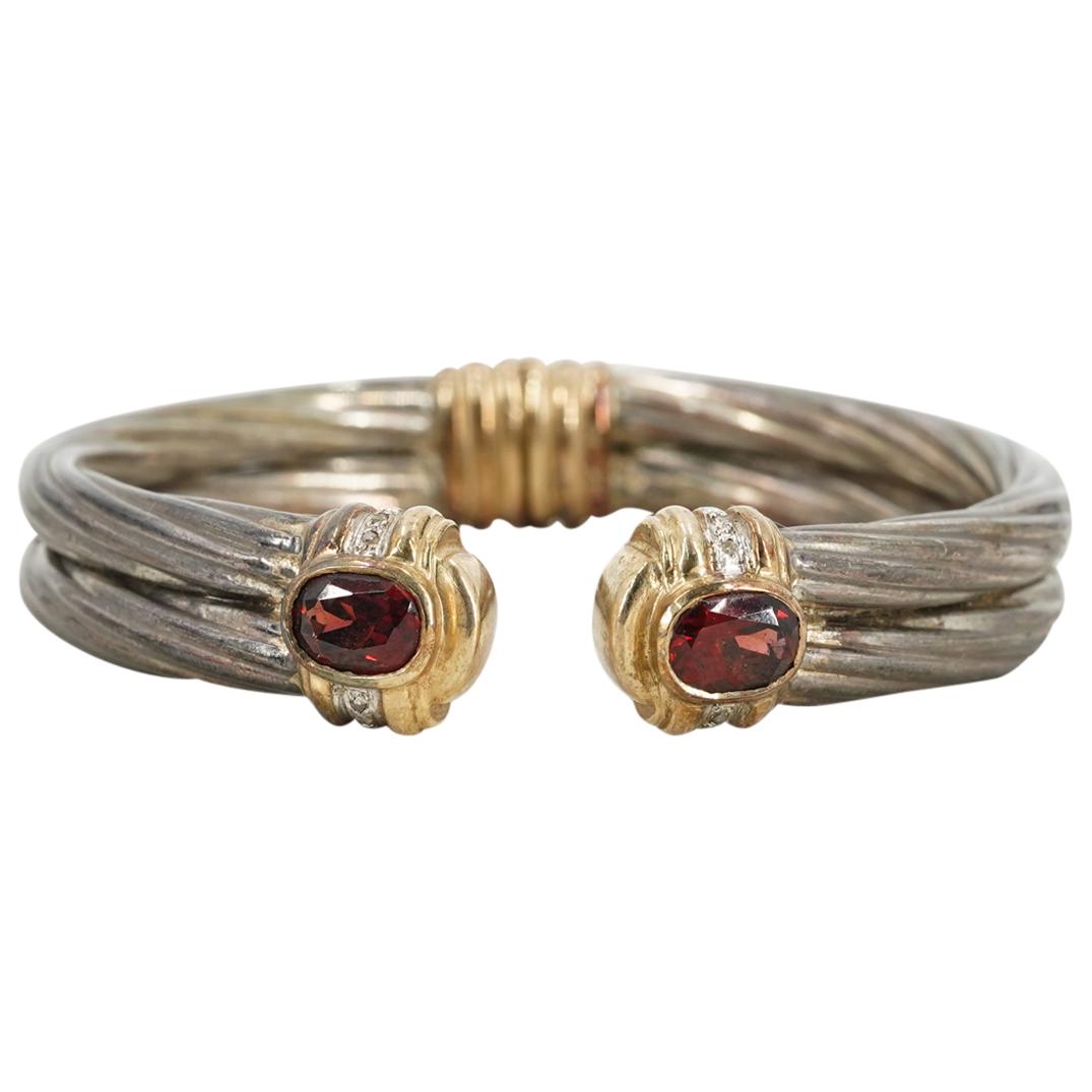 14k Gold, Sterling Silver and Agate Bracelet (1 of 4)