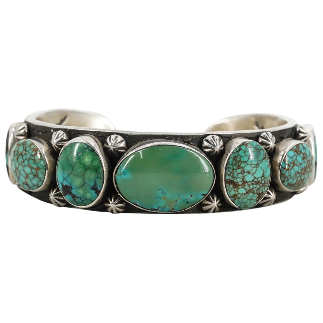 Designer Navajo Turquoise and Sterling Cuff (1 of 4)