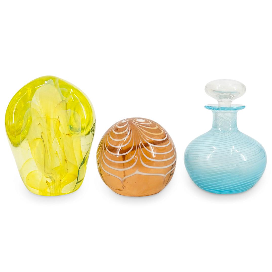 (3pc) Art Glass Paperweight & Murano Perfume Grouping (1 of 4)