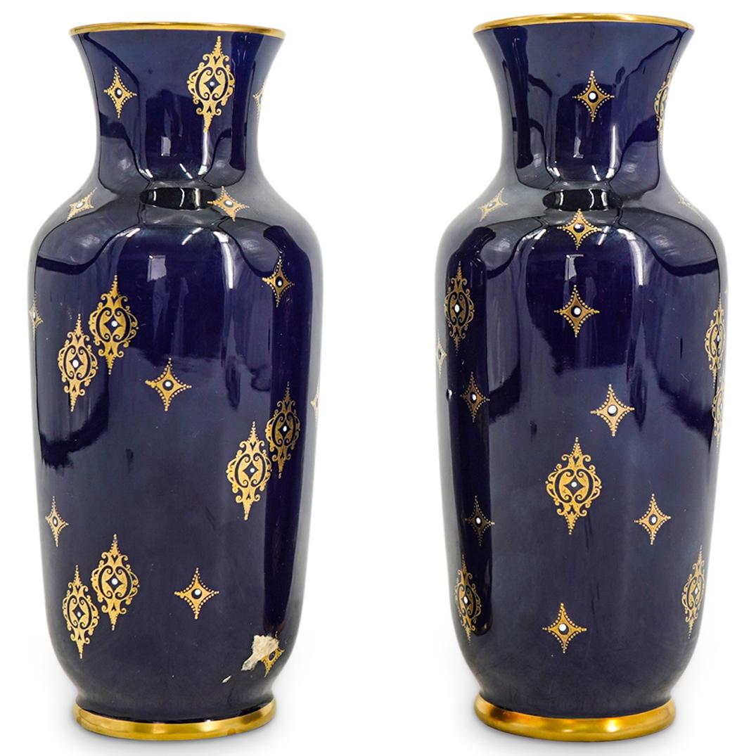 Volkstedt Echt Cobalt Blue Glazed Porcelain Vases (1 of 4)